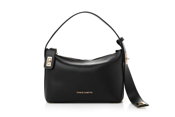 Vince Camuto Novara - Bolso de mano negro en piel de polivinilo, 24x10x16 cm
